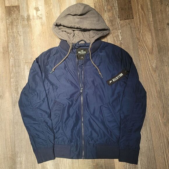 Hollister Men Soft Shell Jacket Casual Leisure Blue Windproof Stretch size XS - Picture 2 of 7